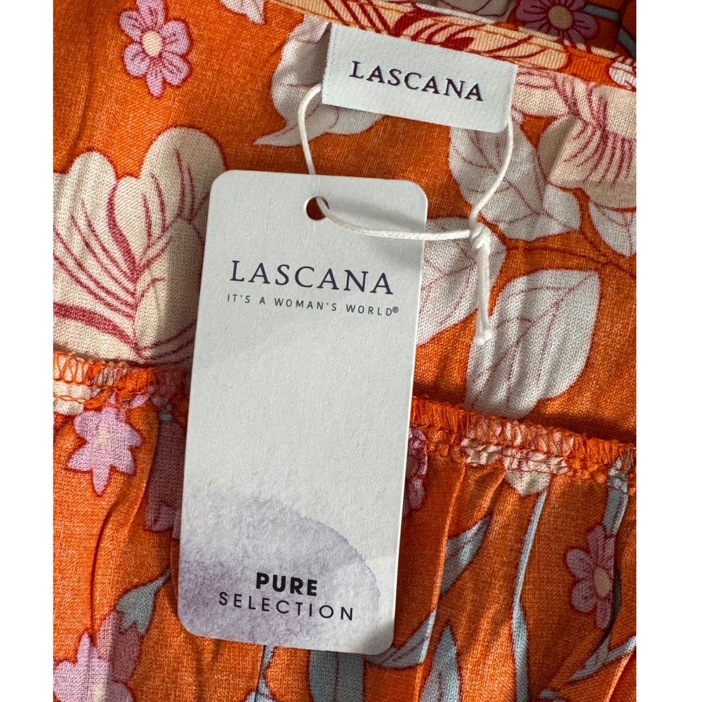 Lascana Orange Floral Boho Tiered V Neck Short Flutter Sleeve Mini Dress‎ 10 NWT - Picture 6 of 12